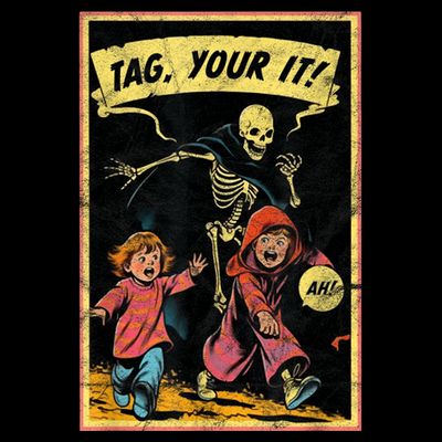 Vintage Halloween Child Game Horror Tag Your It Grim Reaper T-Shirt