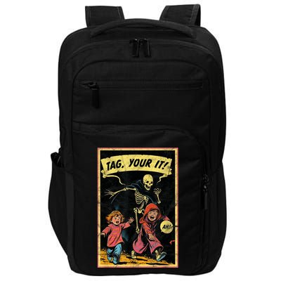 Vintage Halloween Child Game Horror Tag Your It Grim Reaper Impact Tech Backpack