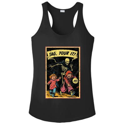 Vintage Halloween Child Game Horror Tag Your It Grim Reaper Ladies PosiCharge Competitor Racerback Tank