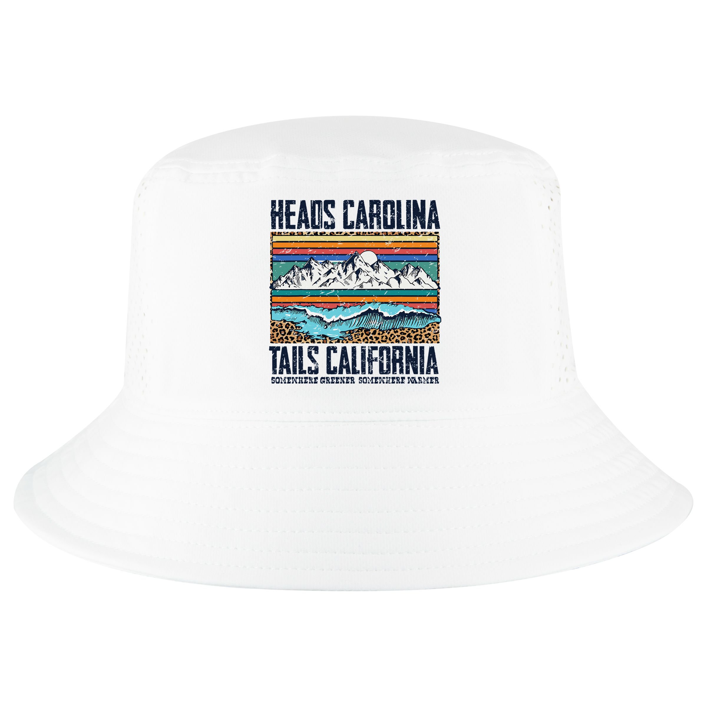 Vintage Heads Carolina Tail California Summer Beach Paradise Cool Comfort Performance Bucket Hat