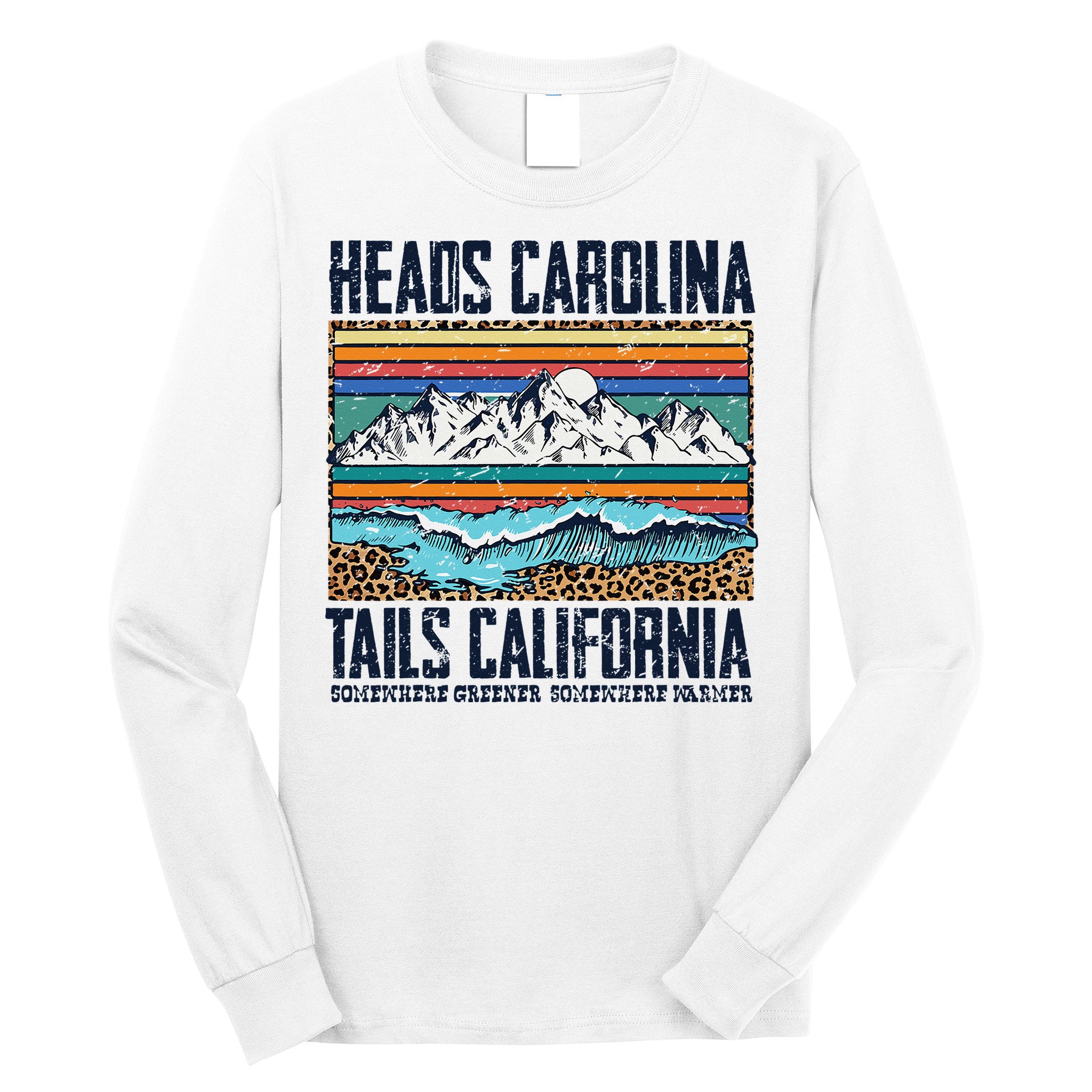 Vintage Heads Carolina Tail California Summer Beach Paradise Long Sleeve Shirt