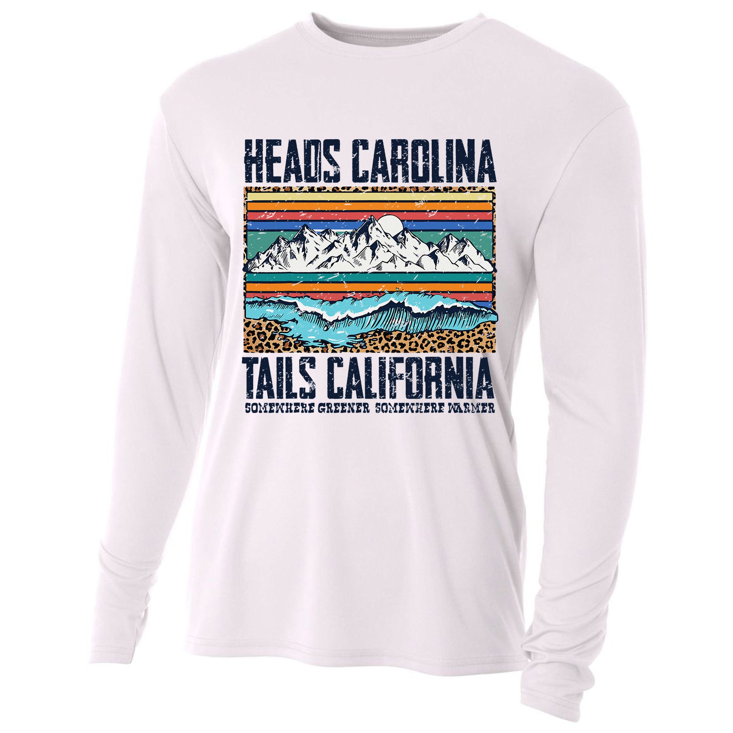 Vintage Heads Carolina Tail California Summer Beach Paradise Cooling Performance Long Sleeve Crew