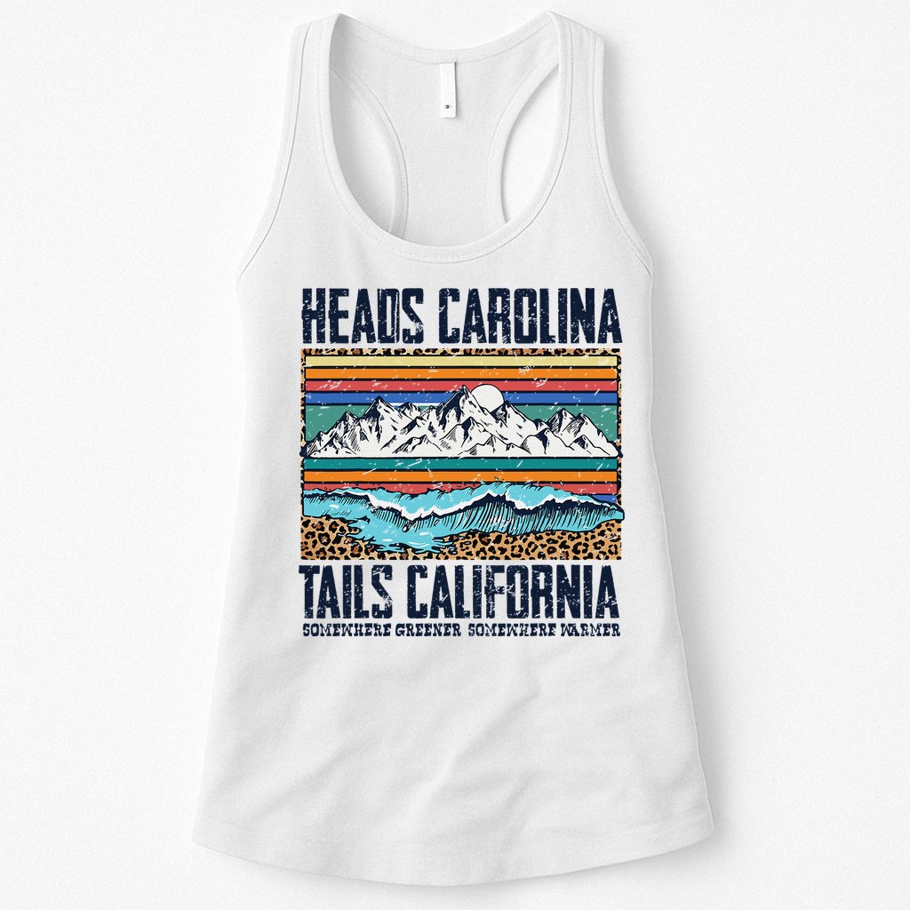 Vintage Heads Carolina Tail California Summer Beach Paradise Womens Tank Top