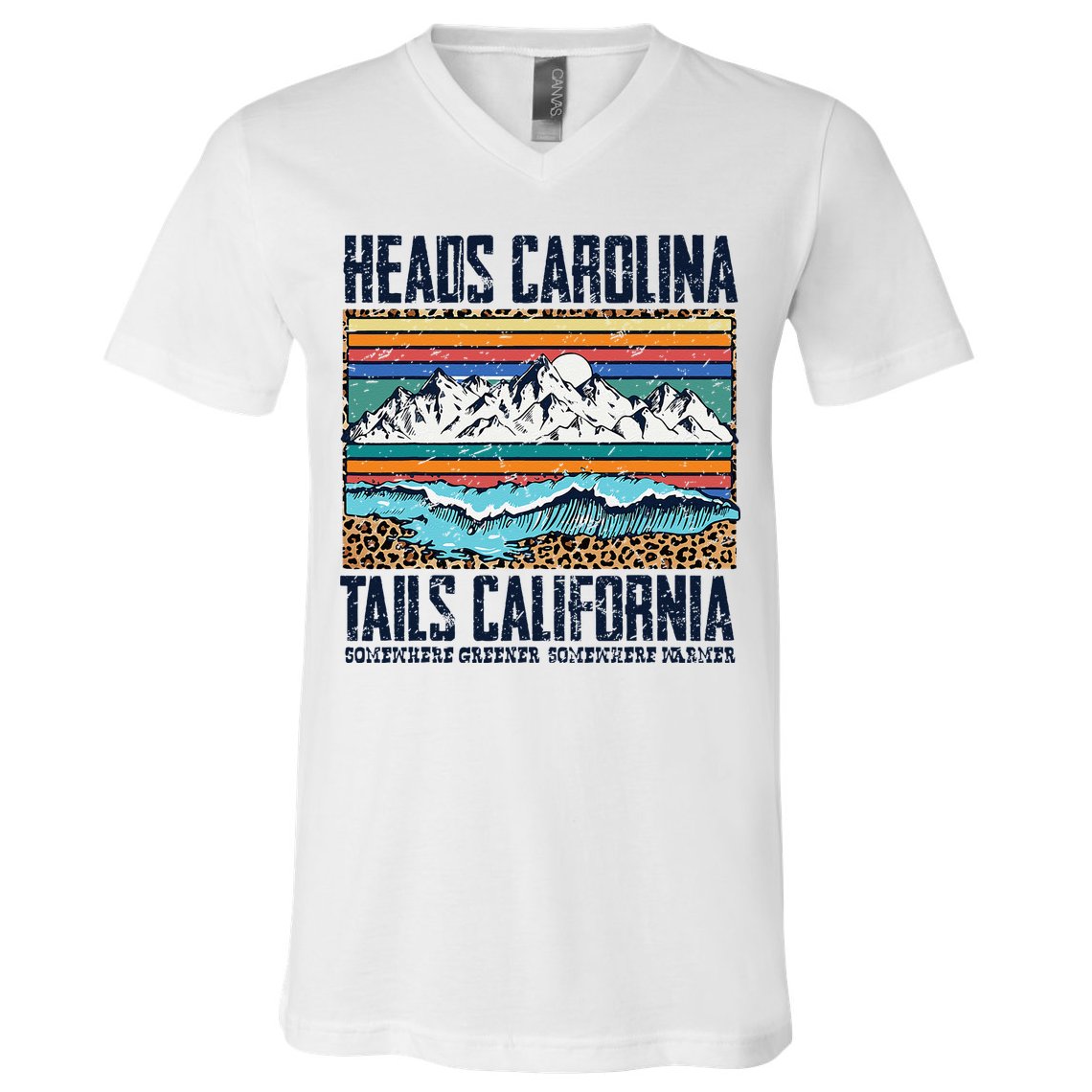 Vintage Heads Carolina Tail California Summer Beach Paradise V-Neck T-Shirt