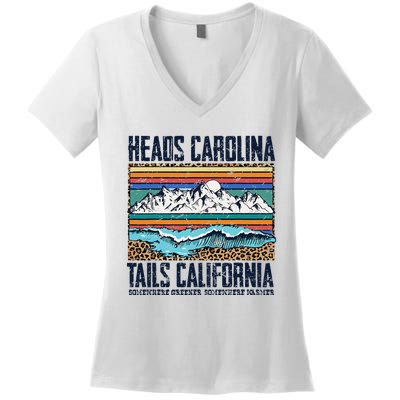 Vintage Heads Carolina Tail California Summer Beach Paradise Women's V-Neck T-Shirt