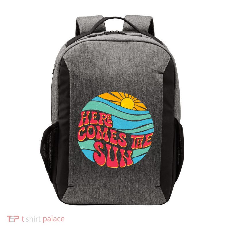 Vintage Here Comes The Sun Emblem Vector Backpack