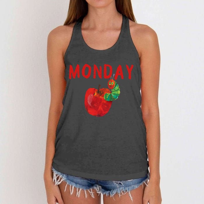 Very Hungry Caterpillar Monday Fruits Birthday Caterpillar Women's Knotted Racerback Tank