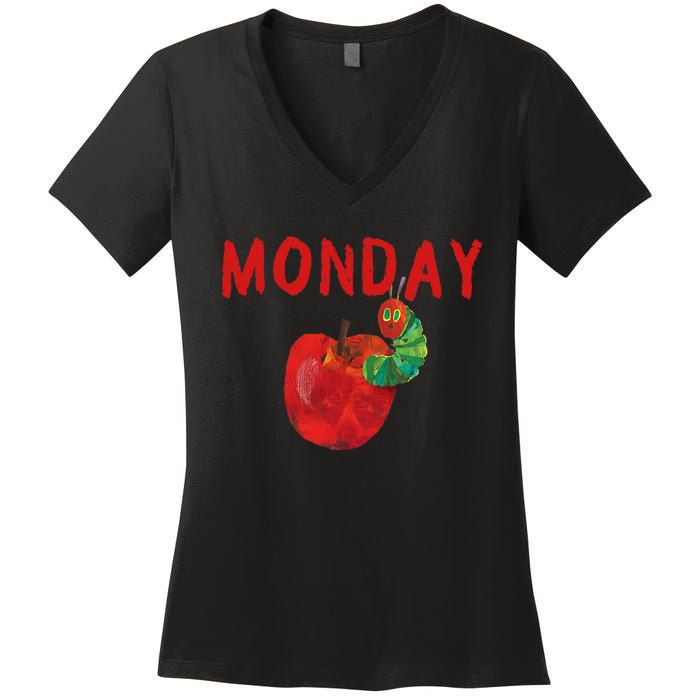 Very Hungry Caterpillar Monday Fruits Birthday Caterpillar Women's V-Neck T-Shirt