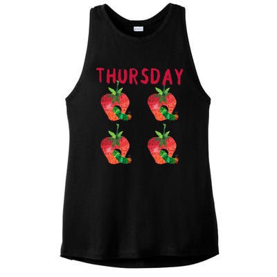 Very Hungry Caterpillar Thursday Fruits Birthday Caterpillar Ladies PosiCharge Tri-Blend Wicking Tank