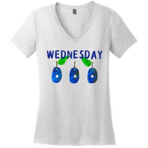 Very Hungry Caterpillar Wednesday Fruit Birthday Caterpillar Women's V-Neck T-Shirt