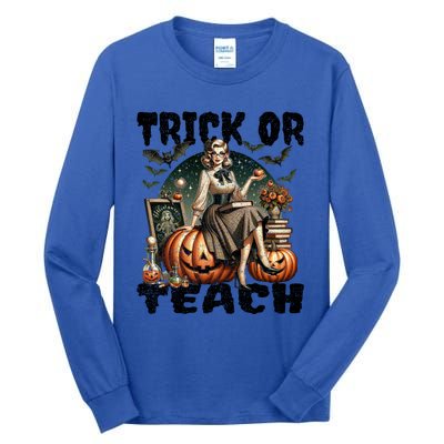 Vintage Halloween Design Trick Or Teach Funny Gift Tall Long Sleeve T-Shirt