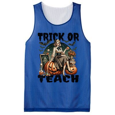 Vintage Halloween Design Trick Or Teach Funny Gift Mesh Reversible Basketball Jersey Tank