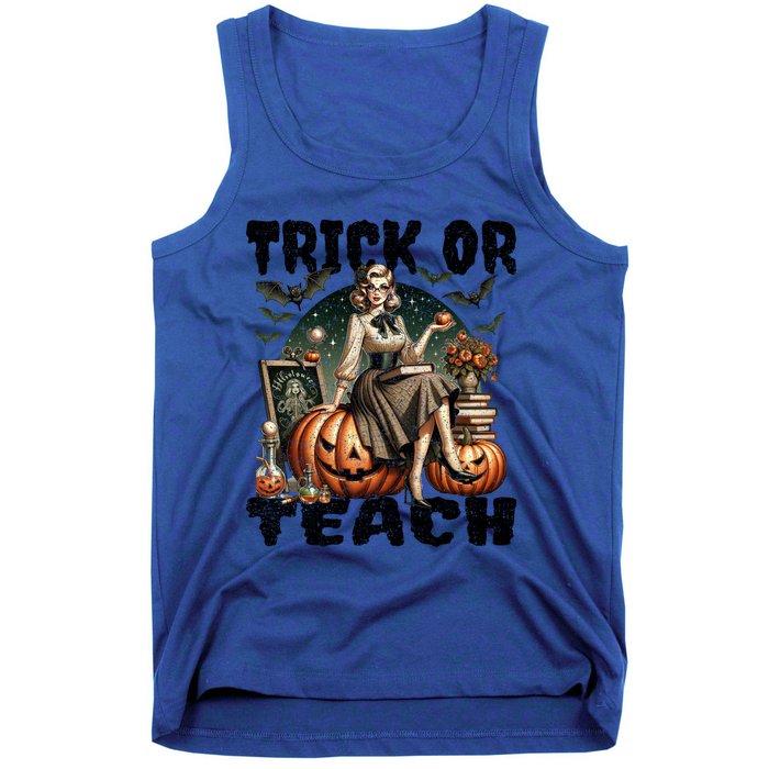 Vintage Halloween Design Trick Or Teach Funny Gift Tank Top