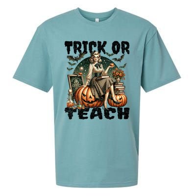 Vintage Halloween Design Trick Or Teach Funny Gift Sueded Cloud Jersey T-Shirt