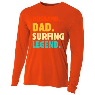 Vintage Husband Dad Surfing Legend Joke Funny FatherS Day Funny Gift Cooling Performance Long Sleeve Crew