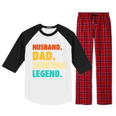 Vintage Husband Dad Surfing Legend Joke Funny FatherS Day Funny Gift Raglan Sleeve Pajama Set