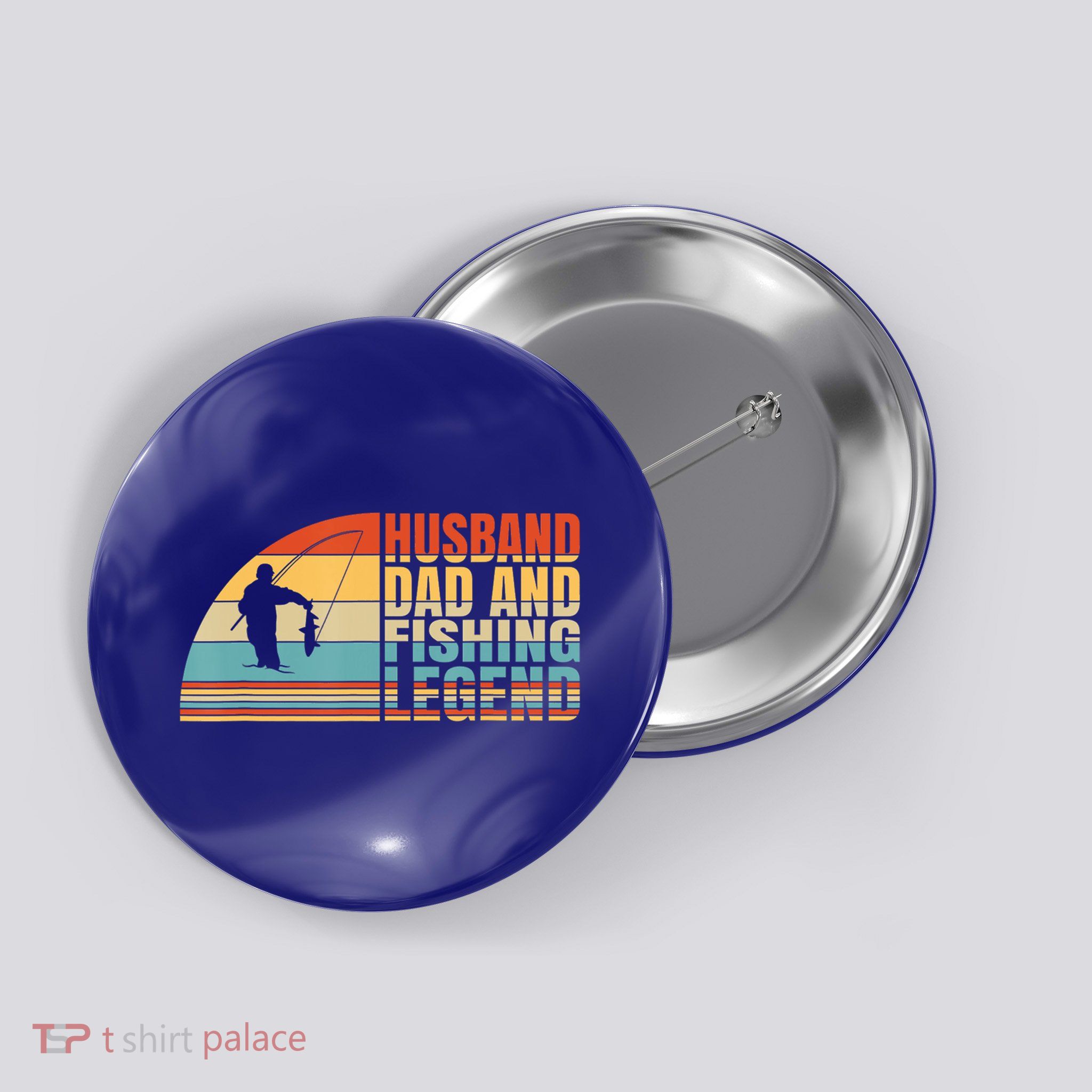 Vintage Husband Dad Fishing Legend Father's Day Gift Button