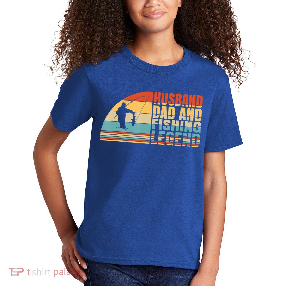 Vintage Husband Dad Fishing Legend Father's Day Gift Kids T-Shirt
