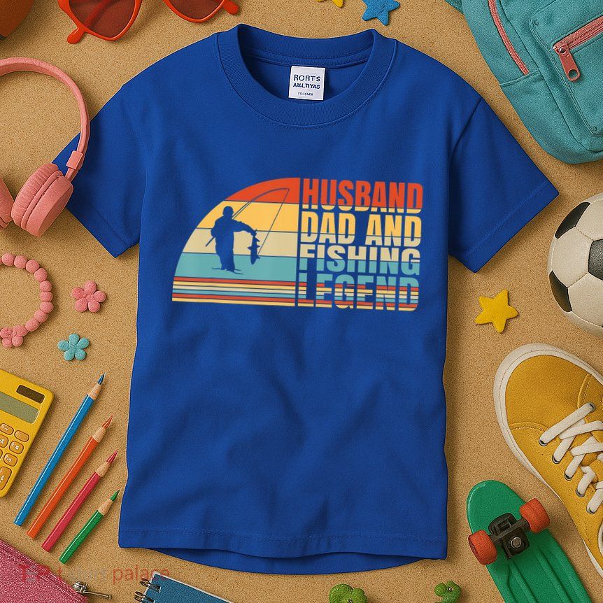 Vintage Husband Dad Fishing Legend Father's Day Gift Kids T-Shirt
