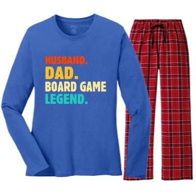 Vintage Husband Dad Board Game Legend Joke Funny Fathers Day Meaningful Gift Women's Long Sleeve Flannel Pajama Set 