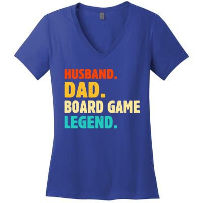 Vintage Husband Dad Board Game Legend Joke Funny Fathers Day Meaningful Gift Women's V-Neck T-Shirt