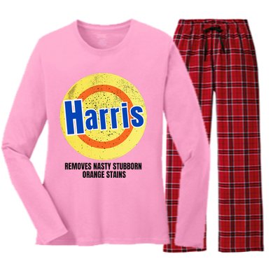 Vote Harris Democrat Antitrump 2024 Election Women's Long Sleeve Flannel Pajama Set 