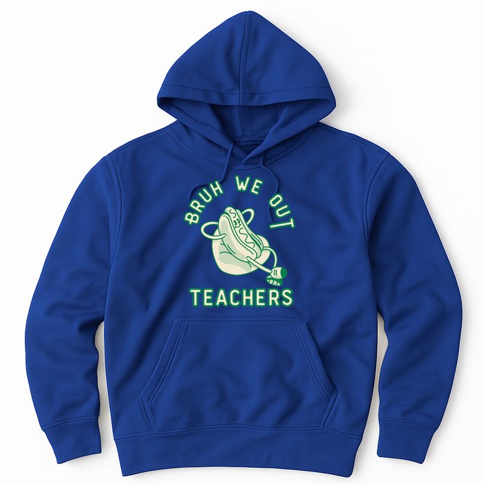 Vintage Hot Dog End Of Year Teacher Bruh We Out Teachers Gift Hoodie