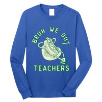 Vintage Hot Dog End Of Year Teacher Bruh We Out Teachers Gift Long Sleeve Shirt