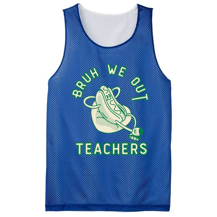 Vintage Hot Dog End Of Year Teacher Bruh We Out Teachers Gift Mesh Reversible Basketball Jersey Tank