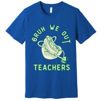 Vintage Hot Dog End Of Year Teacher Bruh We Out Teachers Gift Premium T-Shirt