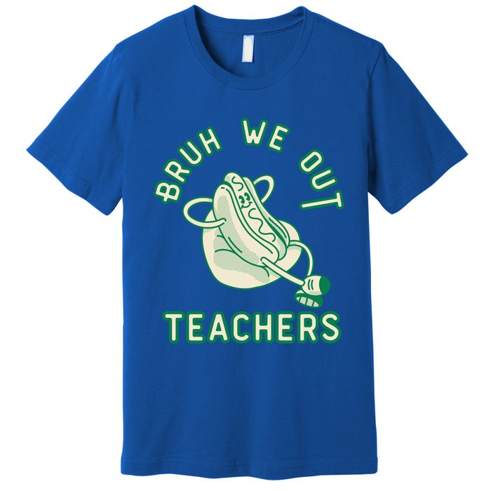 Vintage Hot Dog End Of Year Teacher Bruh We Out Teachers Gift Premium T-Shirt