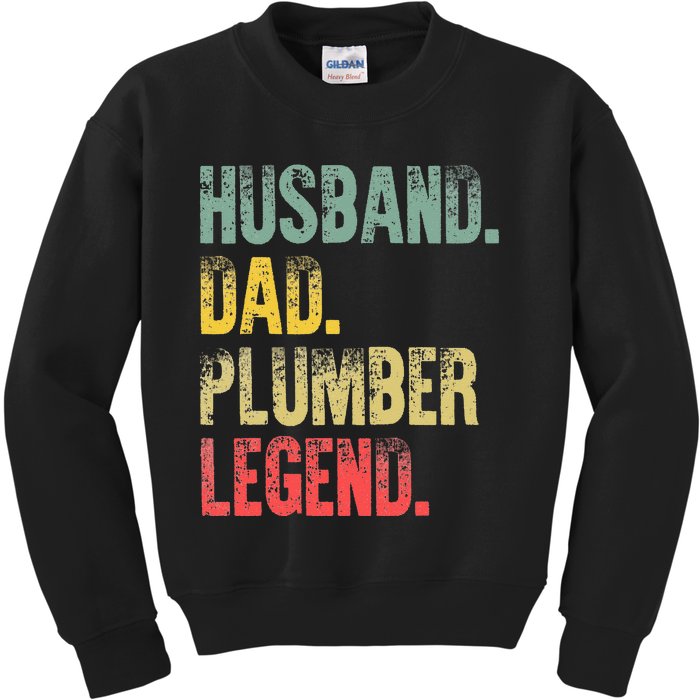 Vintage Husband Dad Plumber Legend Retro Kids Sweatshirt