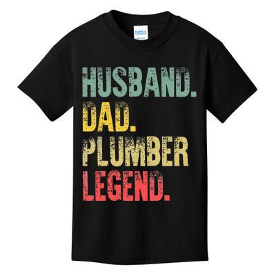 Vintage Husband Dad Plumber Legend Retro Kids T-Shirt