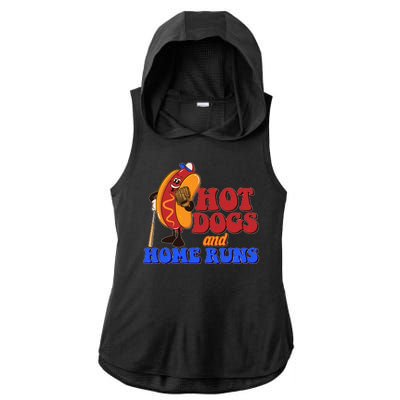 Vintage Hot Dogs And Home Runs Baseball Fan Ladies PosiCharge Tri-Blend Wicking Draft Hoodie Tank