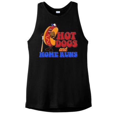 Vintage Hot Dogs And Home Runs Baseball Fan Ladies PosiCharge Tri-Blend Wicking Tank