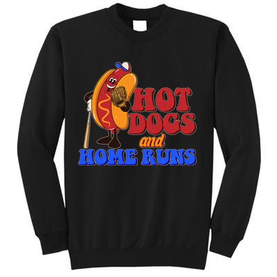 Vintage Hot Dogs And Home Runs Baseball Fan Sweatshirt