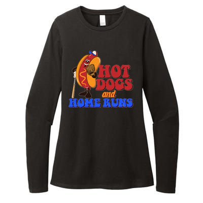 Vintage Hot Dogs And Home Runs Baseball Fan Womens CVC Long Sleeve Shirt