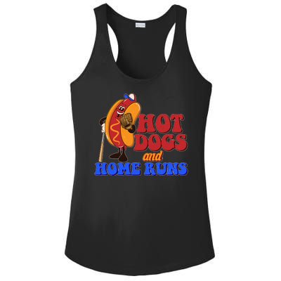 Vintage Hot Dogs And Home Runs Baseball Fan Ladies PosiCharge Competitor Racerback Tank