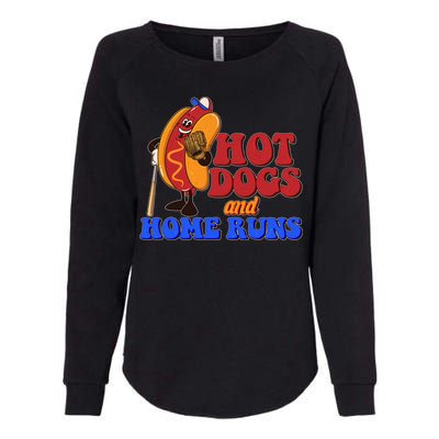 Vintage Hot Dogs And Home Runs Baseball Fan Womens California Wash Sweatshirt