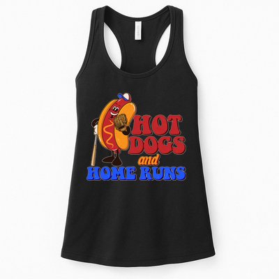 Vintage Hot Dogs And Home Runs Baseball Fan Womens Tank Top