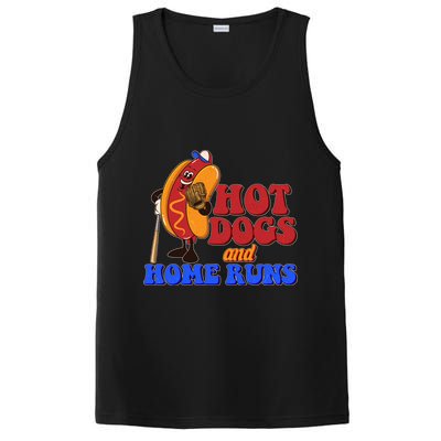 Vintage Hot Dogs And Home Runs Baseball Fan PosiCharge Competitor Tank