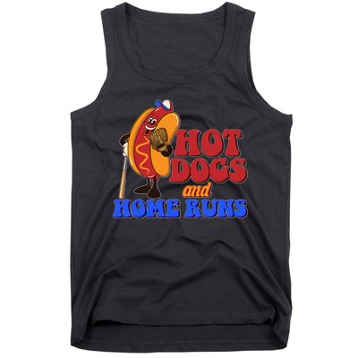 Vintage Hot Dogs And Home Runs Baseball Fan Tank Top
