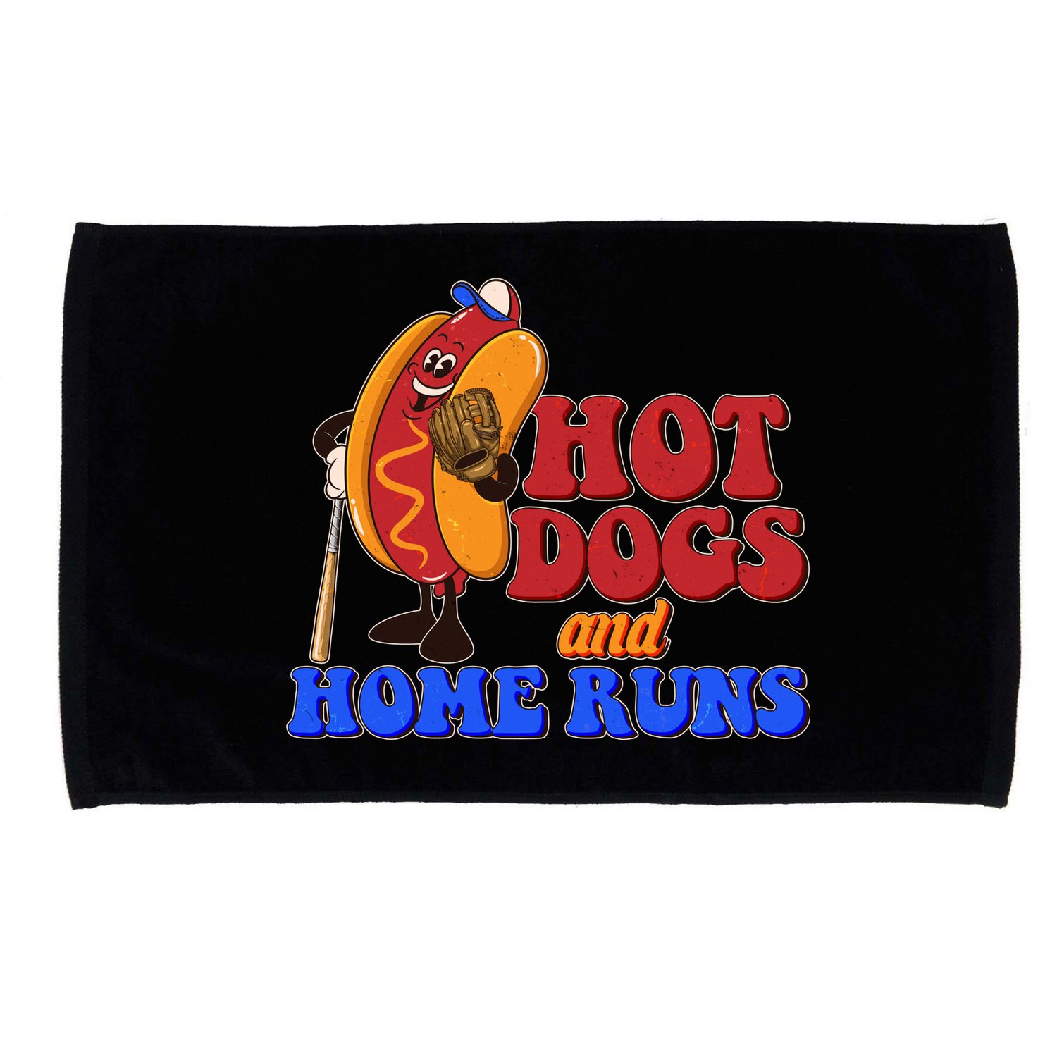 Vintage Hot Dogs And Home Runs Baseball Fan Microfiber Hand Towel