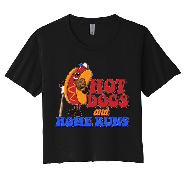 Vintage Hot Dogs And Home Runs Baseball Fan Crop Top
