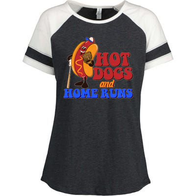 Vintage Hot Dogs And Home Runs Baseball Fan Enza Ladies Jersey Colorblock Tee