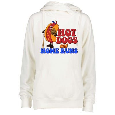 Vintage Hot Dogs And Home Runs Baseball Fan Womens Funnel Neck Pullover Hood