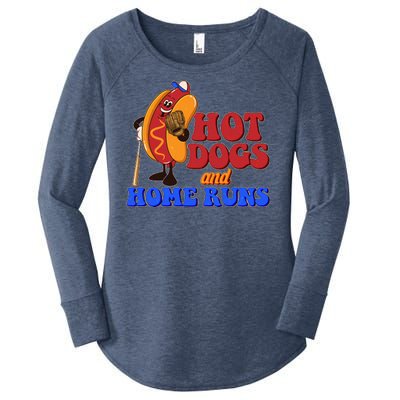 Vintage Hot Dogs And Home Runs Baseball Fan Women's Perfect Tri Tunic Long Sleeve Shirt