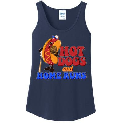 Vintage Hot Dogs And Home Runs Baseball Fan Ladies Essential Tank