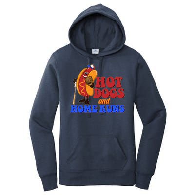 Vintage Hot Dogs And Home Runs Baseball Fan Women's Pullover Hoodie