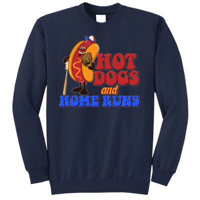 Vintage Hot Dogs And Home Runs Baseball Fan Tall Sweatshirt